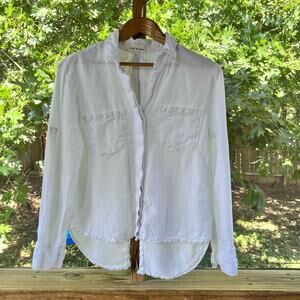 Cloth & Stone Women's White 100% Linen Button Down Top Size S